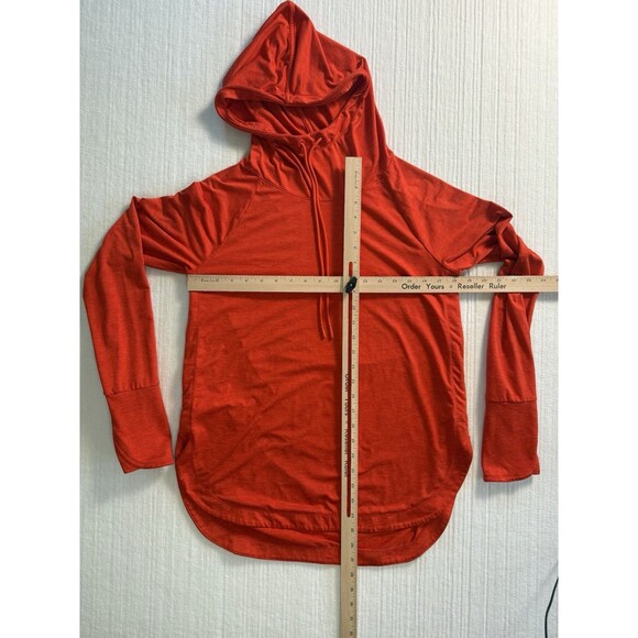 Athleta Women’s Orange Lightweight Hoodie Size M Long Sleeve Stretch Pullover - Picture 2 of 7